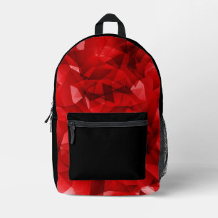 Red Abstract Geometric Crystal Background Printed Backpack
