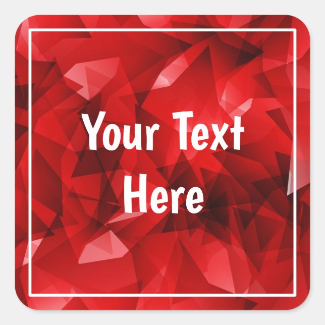 Red Abstract Geometric Crystal Background Square Sticker (Front)