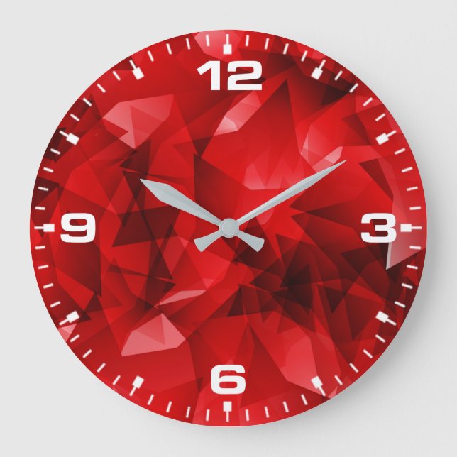 Red Abstract Geometric Design-51083 Large Clock (Front)