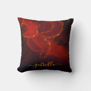 Red Abstract Gold Glitter Cushion