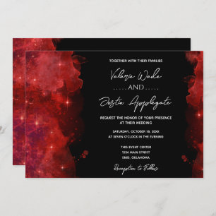 Red Abstract Ink Wedding Invitation