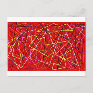 Red abstract lines postcard