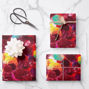 Red abstract mosaic shiny glitter pattern Monogram Wrapping Paper Sheet