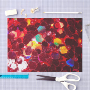 Red abstract mosaic shiny glitter pattern tissue paper