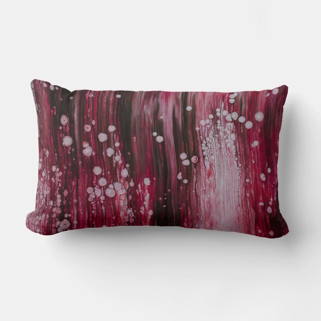 Red abstract painting lumbar cushion (Front)