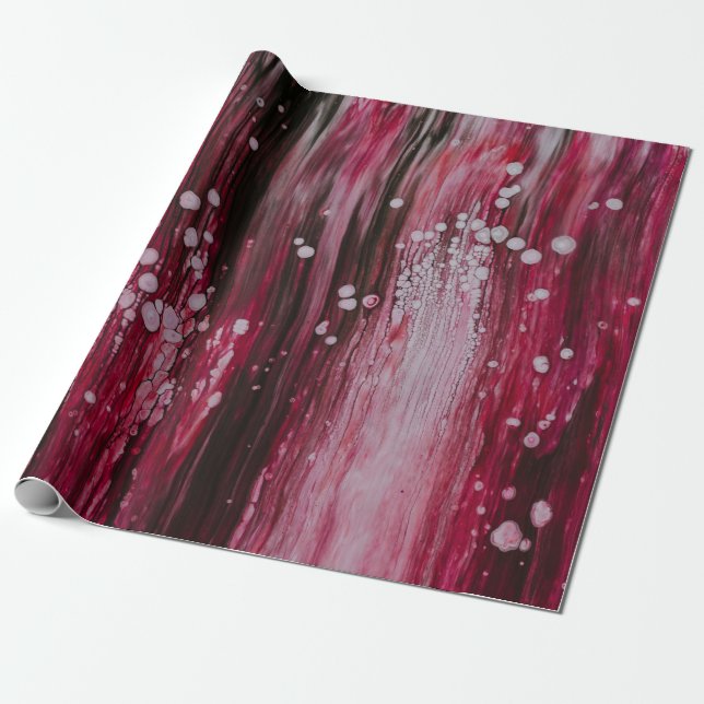 Red abstract painting wrapping paper (Unrolled)