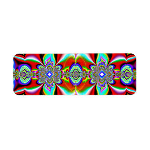 Red abstract pattern return address label