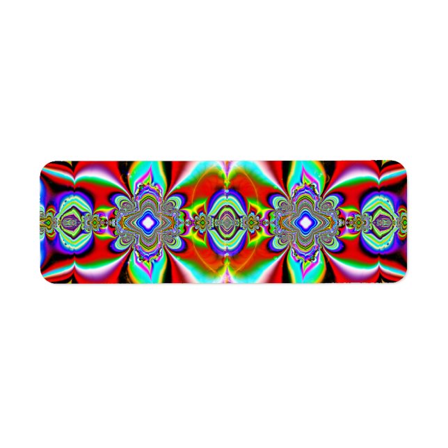 Red abstract pattern return address label (Front)