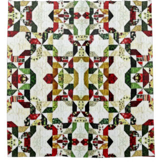 red abstract pattern shower curtain