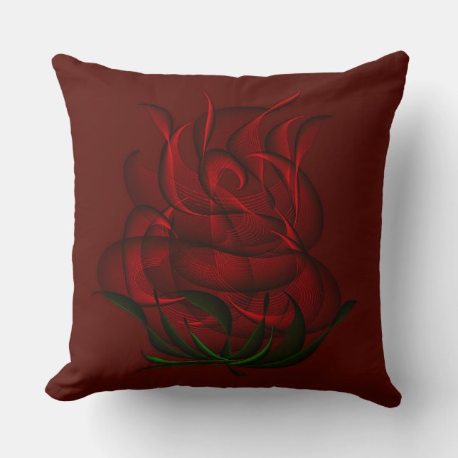 Red Abstract Red Rose Throw Pillow (Front)