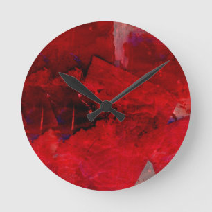 Red Abstract Round Clock