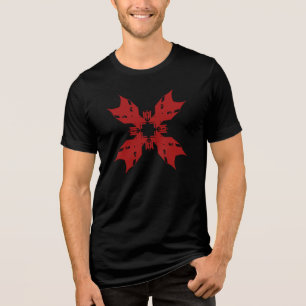 Red Abstract Snowflake Floral Contemporary Pop Art Tri-Blend Shirt