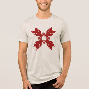 Red Abstract Snowflake Floral Contemporary Pop Art Tri-Blend Shirt
