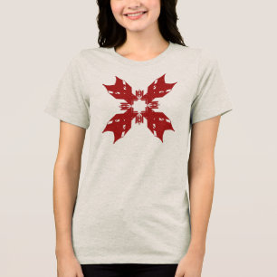 Red Abstract Snowflake Floral Contemporary Pop Art Tri-Blend Shirt
