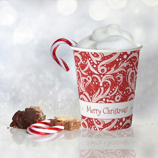 Red Abstract Snowflake Pattern#10 ID1009 Paper Cups (Creator Uploaded)