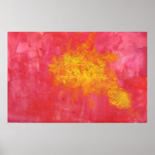 Red Abstract Yellow Fish Splotch Poster