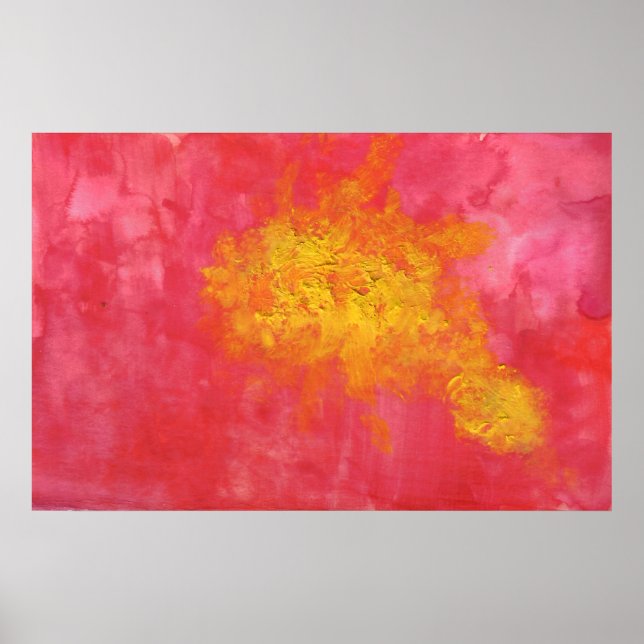 Red Abstract Yellow Fish Splotch Poster (Front)