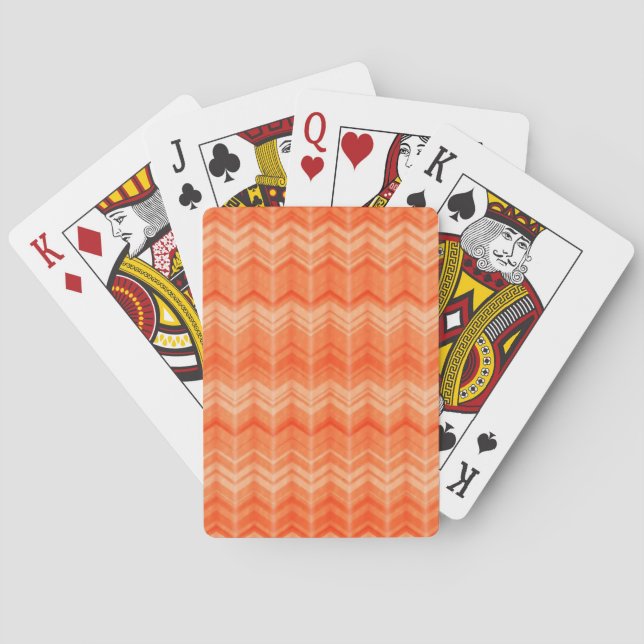 Red abstract zigzag textile pattern playing cards (Back)