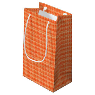 Red abstract zigzag textile pattern small gift bag