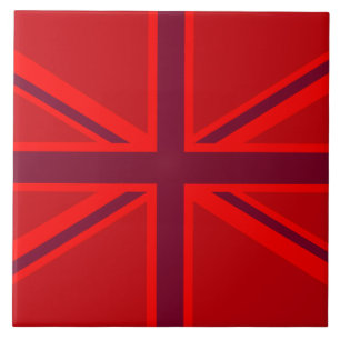 Red Accent Union Jack Design Ceramic Tile