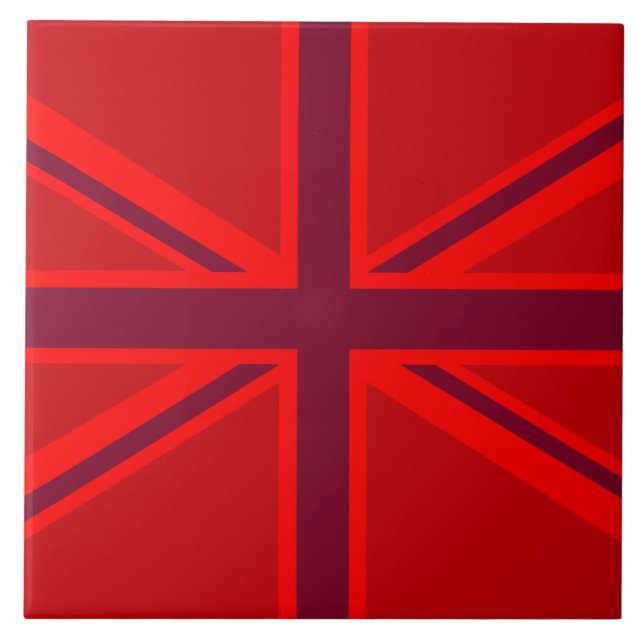 Red Accent Union Jack Design Ceramic Tile (Front)