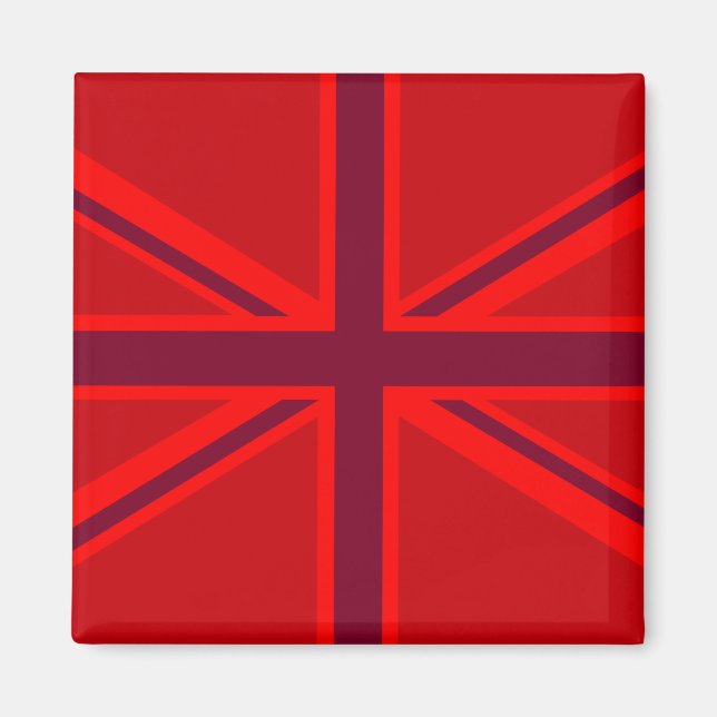 Red Accent Union Jack Design Magnet (Front)