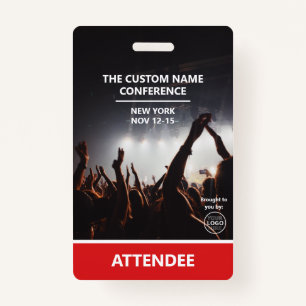 Red Access Pass Logo QR Code Attendee Conference ID Badge