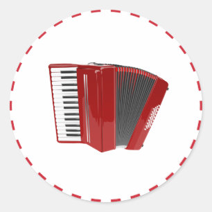 Red Accordion Classic Round Sticker