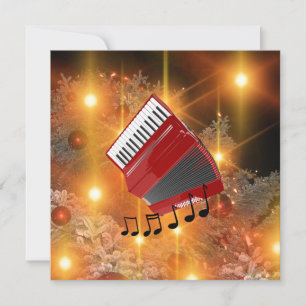 Red Accordion holiday design Card