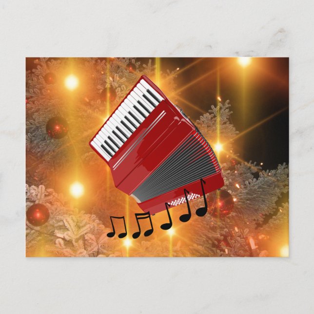 Red Accordion Holiday Design Postcard (Front)