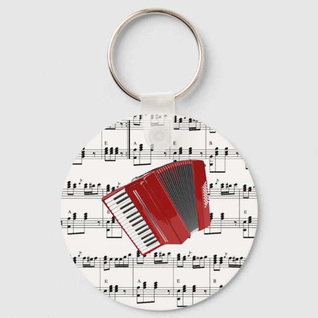 Red Accordion - Let's Polka Key Ring (Front)