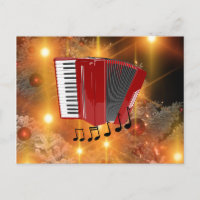Red Accordion on Holiday Gold Paper