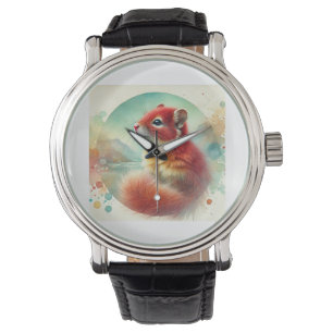 Red Acouchi Watercolor 290924AREF144 - Watercolor Watch