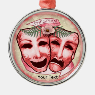Red Actor Masks Metal Ornament