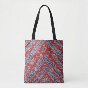 Red ad Blue Floral Bandanna Print Tote Bag