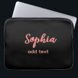 Red add name girl boss text black elegant laptop sleeve<br><div class="desc">girly design</div>