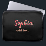 Red add name girl boss text black elegant laptop sleeve<br><div class="desc">girly design</div>