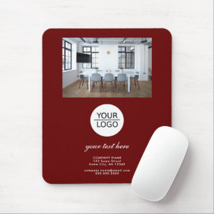 Red Add your Logo Custom Text Promotion Photo  Mouse Pad