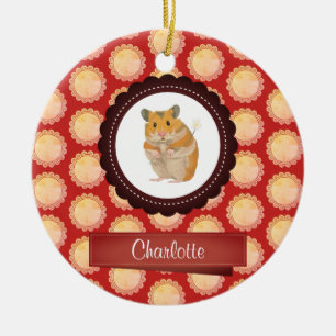 Red Add Your Name Hamster Ceramic Tree Decoration
