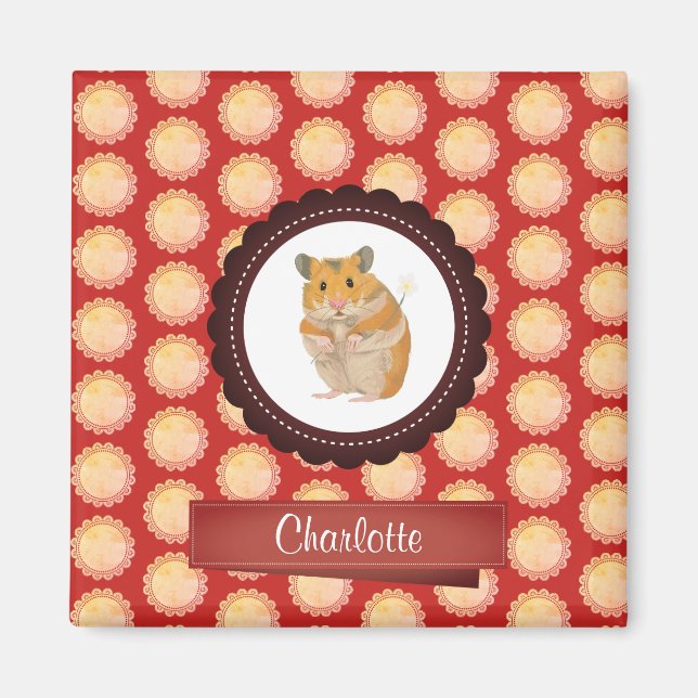 Red Add Your Name Hamster Magnet (Front)