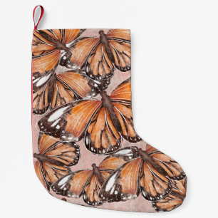 Red Admiral Butterflies Pink Background Small Christmas Stocking