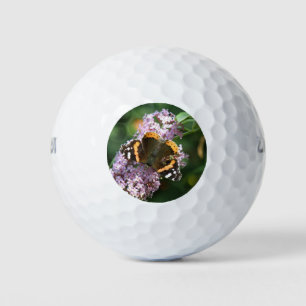 Red Admiral Butterfly and Buddleia Golf Ball