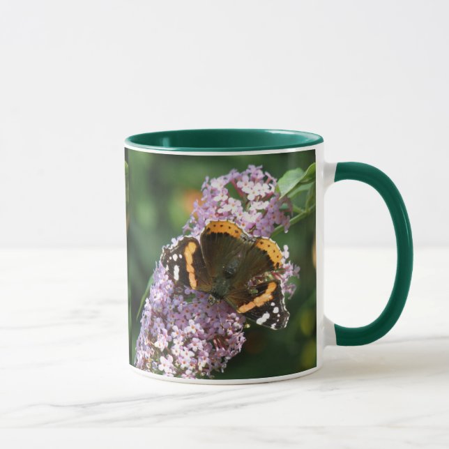 Red Admiral Butterfly and Buddleia Mug (Right)