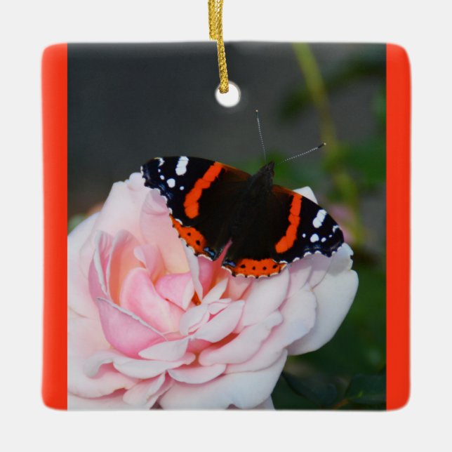 Red admiral butterfly ceramic ornament (Front)