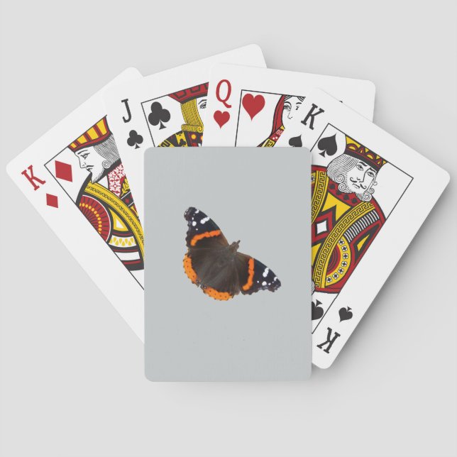 Red Admiral butterfly design playing cards (Back)