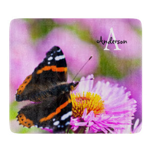 Red Admiral butterfly Glass chopping board