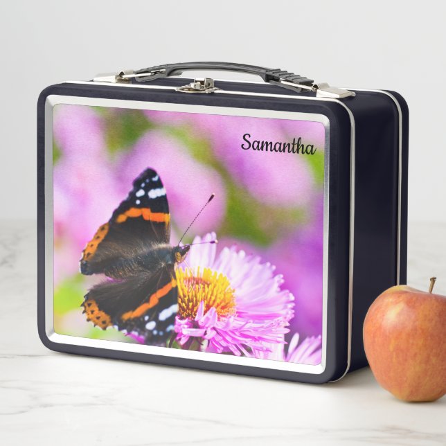 Red Admiral Butterfly Metal Lunchbox (In Situ)