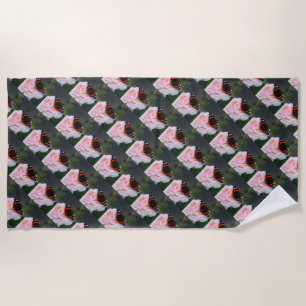 Red admiral butterfly pattern beach towel