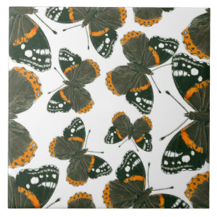 Red admiral butterfly pattern ceramic tile