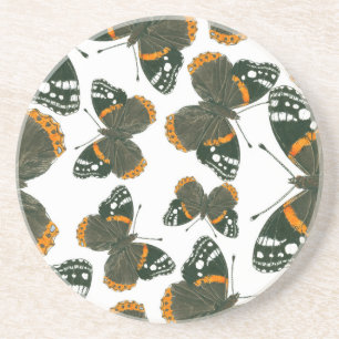 Red admiral butterfly pattern coaster